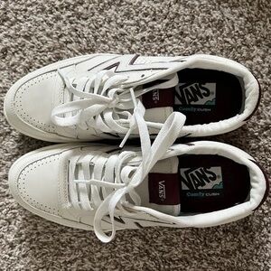 Vans White and Burgundy Athletic Shoes
